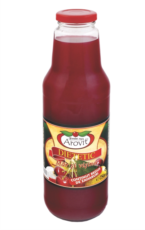 Nectar de măr cu vișine cu conținut redus de zaharuri 750ml